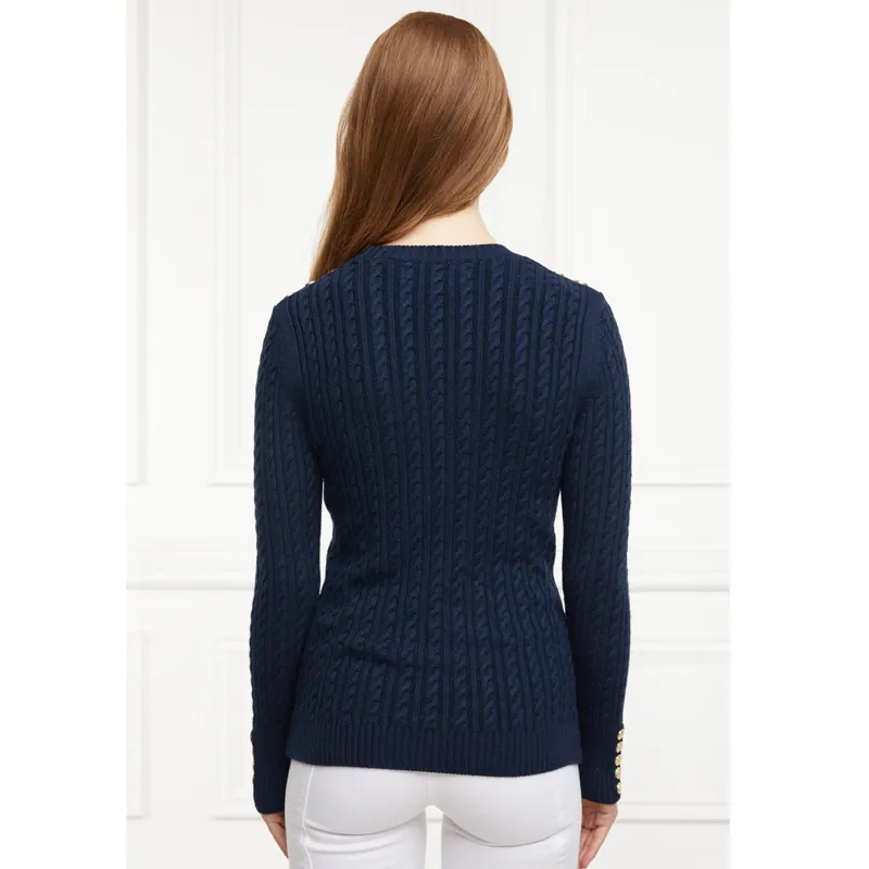 Holland Cooper Seattle Cable Crew Knit - Ink Navy-3